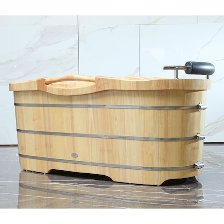 Alfi Brand ALFI brand AB1163 61" Free Standing Wooden Bathtub W/ Cushion Headrest AB1163
